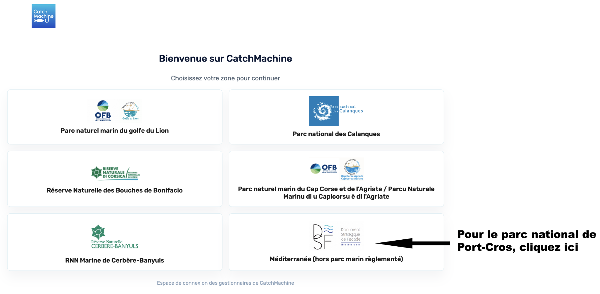 Capture d'écran page d'accueil Catchmachine